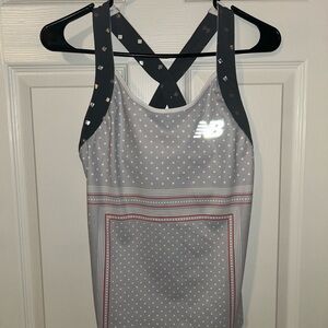 New Balance Gray and Black Cross-Back Tank Top